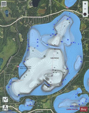 Hubert depth contour Map - i-Boating App - Satellite