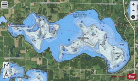 Miltona depth contour Map - i-Boating App - Satellite