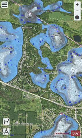 Lottie depth contour Map - i-Boating App - Satellite