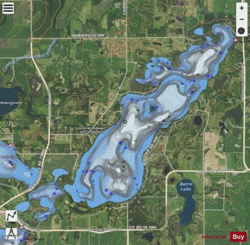 Chippewa depth contour Map - i-Boating App - Satellite