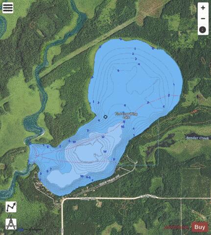 First Crow Wing depth contour Map - i-Boating App - Satellite
