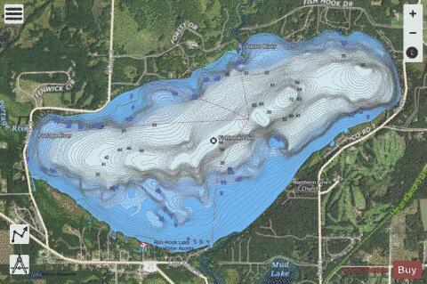 Fish Hook depth contour Map - i-Boating App - Satellite
