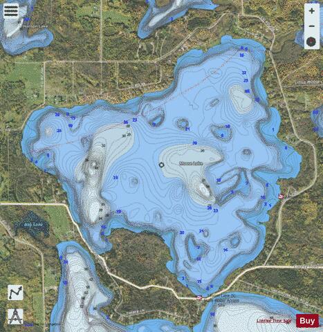 Moose depth contour Map - i-Boating App - Satellite