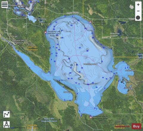 Bowstring depth contour Map - i-Boating App - Satellite