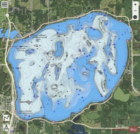 Green depth contour Map - i-Boating App - Satellite