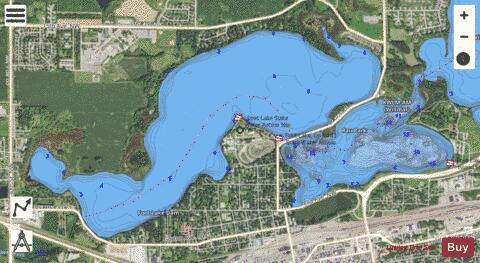 Foot depth contour Map - i-Boating App - Satellite
