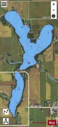 Cedar depth contour Map - i-Boating App - Satellite