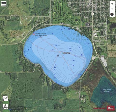 Ripley (west portion) depth contour Map - i-Boating App - Satellite
