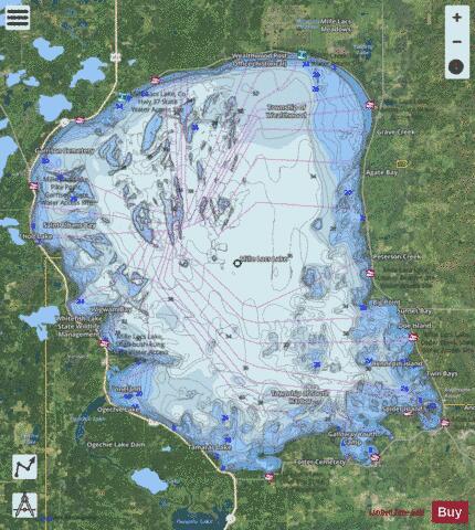 Mille Lacs depth contour Map - i-Boating App - Satellite