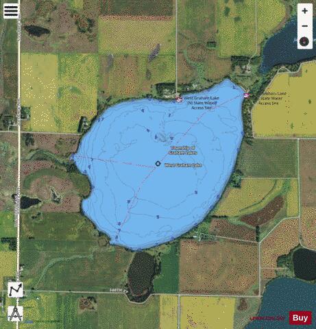 West Graham depth contour Map - i-Boating App - Satellite