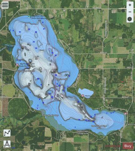 Big Pine depth contour Map - i-Boating App - Satellite