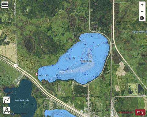 Badger depth contour Map - i-Boating App - Satellite