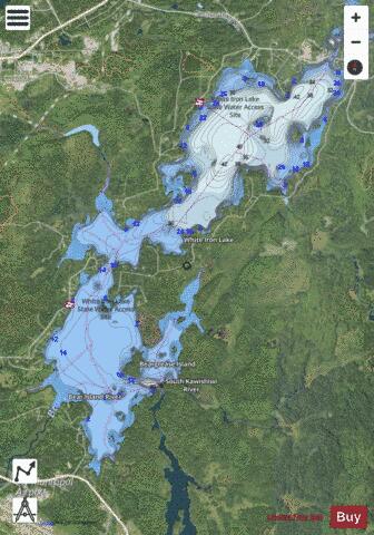 White Iron depth contour Map - i-Boating App - Satellite