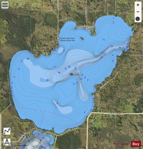 Grand depth contour Map - i-Boating App - Satellite