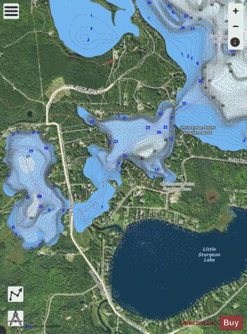 Middle Sturgeon depth contour Map - i-Boating App - Satellite