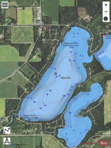 Briggs depth contour Map - i-Boating App - Satellite