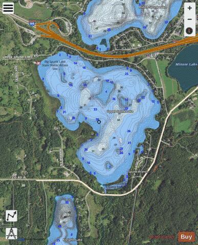Big Spunk depth contour Map - i-Boating App - Satellite
