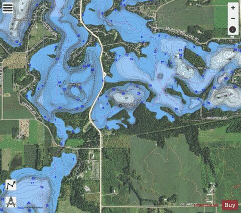 Cedar Island (Mud Lk) depth contour Map - i-Boating App - Satellite