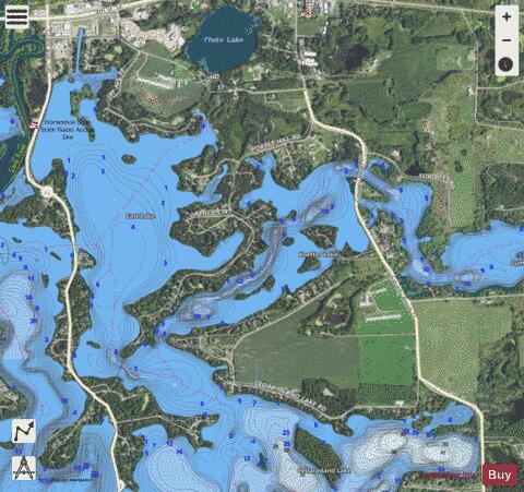 Cedar Island (Koetter Lk) depth contour Map - i-Boating App - Satellite