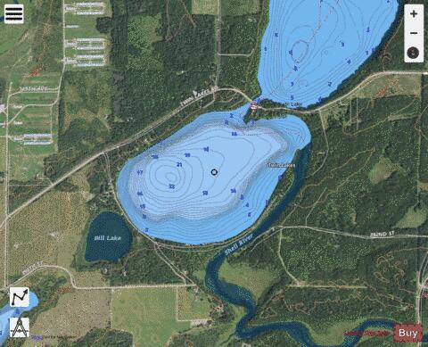 Lower Twin depth contour Map - i-Boating App - Satellite