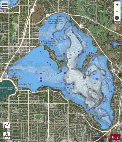 White Bear depth contour Map - i-Boating App - Satellite