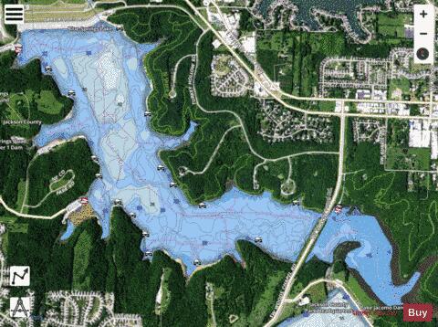 Blue Springs Lake depth contour Map - i-Boating App - Satellite