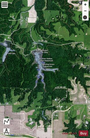 Bowling Green West  Lake depth contour Map - i-Boating App - Satellite