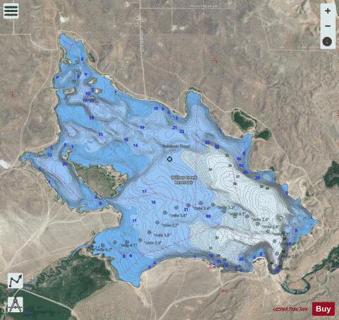 Willow Creek Reservoir depth contour Map - i-Boating App - Satellite