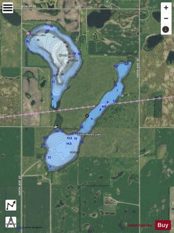 St. Mary's Lake depth contour Map - i-Boating App - Satellite