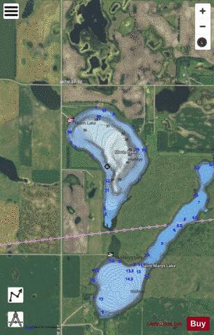 Moon Lake depth contour Map - i-Boating App - Satellite