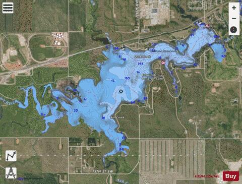 Dickinson Reservoir (Patterson Lake) depth contour Map - i-Boating App - Satellite