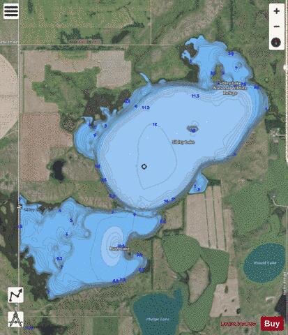 Sibley Lake (Griggs) depth contour Map - i-Boating App - Satellite