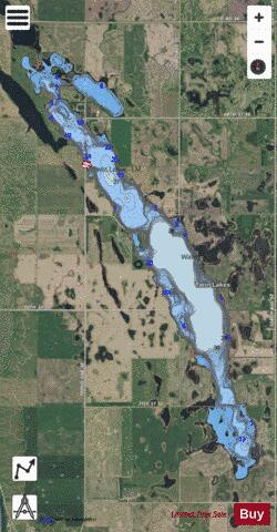 Twin Lakes (LaMoure) depth contour Map - i-Boating App - Satellite