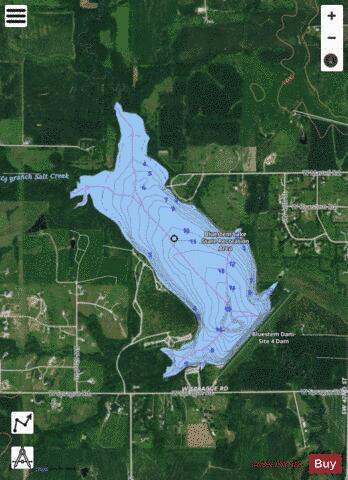 Bluestem Lake depth contour Map - i-Boating App - Satellite