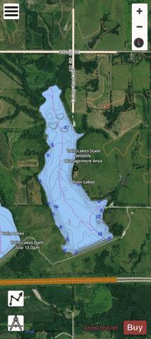 Twin Lakes WMA (East) depth contour Map - i-Boating App - Satellite