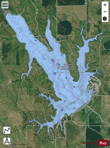 Sherman Reservoir depth contour Map - i-Boating App - Satellite