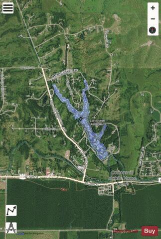 Cottonmill Reservoir depth contour Map - i-Boating App - Satellite