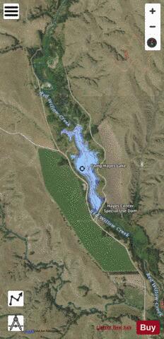 Hayes Center Special Use Reservoir depth contour Map - i-Boating App - Satellite