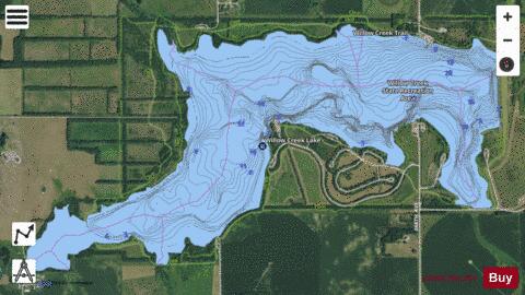 Willow Creek Lake depth contour Map - i-Boating App - Satellite