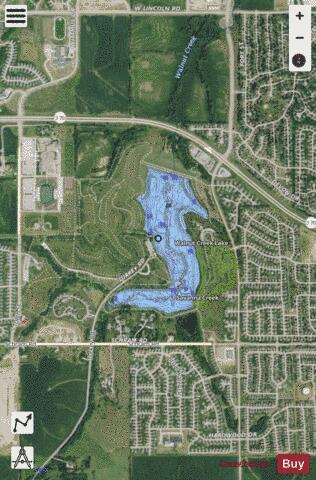 Walnut Creek Reservoir depth contour Map - i-Boating App - Satellite