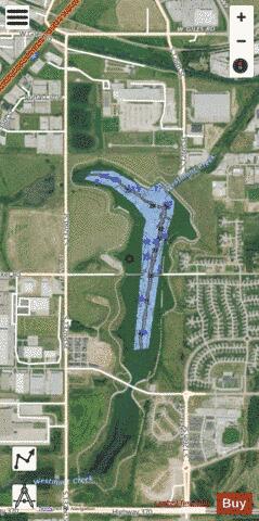 Prairie Queen Recreation Area depth contour Map - i-Boating App - Satellite