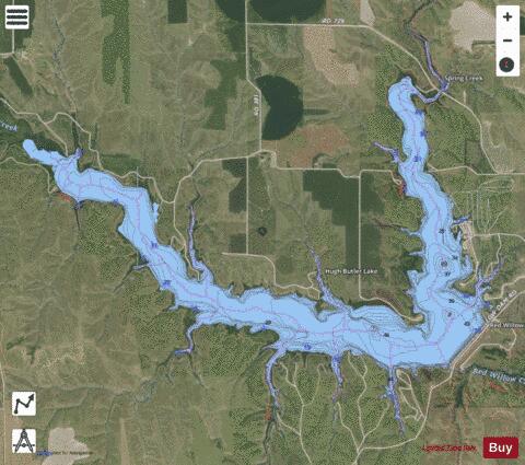 Red Willow Reservoir depth contour Map - i-Boating App - Satellite