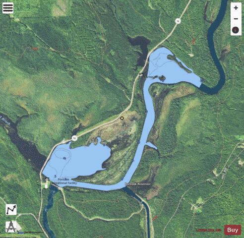 Pontook Reservoir depth contour Map - i-Boating App - Satellite