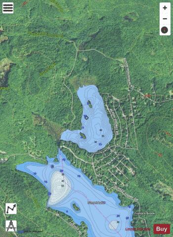 Hills Pond depth contour Map - i-Boating App - Satellite