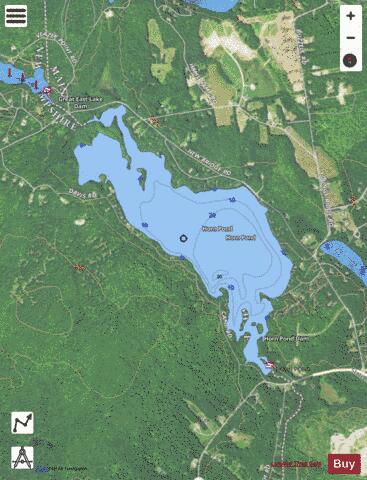 Horn Pond depth contour Map - i-Boating App - Satellite