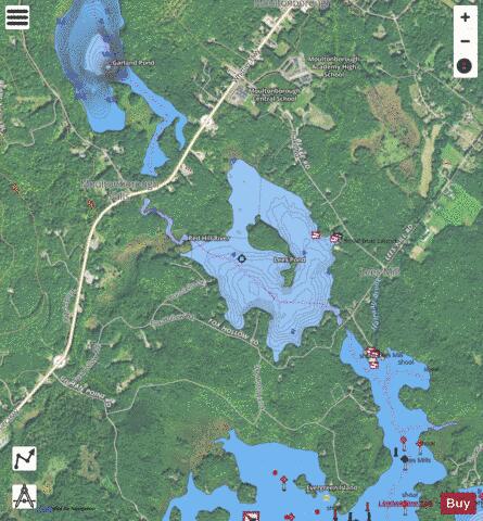 Lees Pond depth contour Map - i-Boating App - Satellite