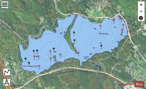 Little Sunapee Lake depth contour Map - i-Boating App - Satellite