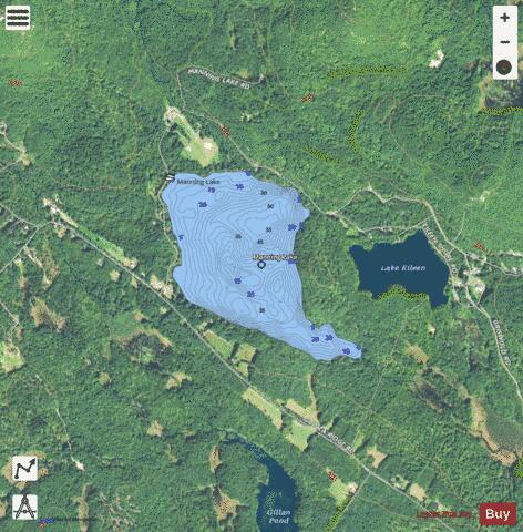 Manning Lake depth contour Map - i-Boating App - Satellite