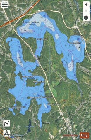 Massabesic Lake depth contour Map - i-Boating App - Satellite