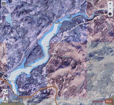 Moore Reservoir depth contour Map - i-Boating App - Satellite